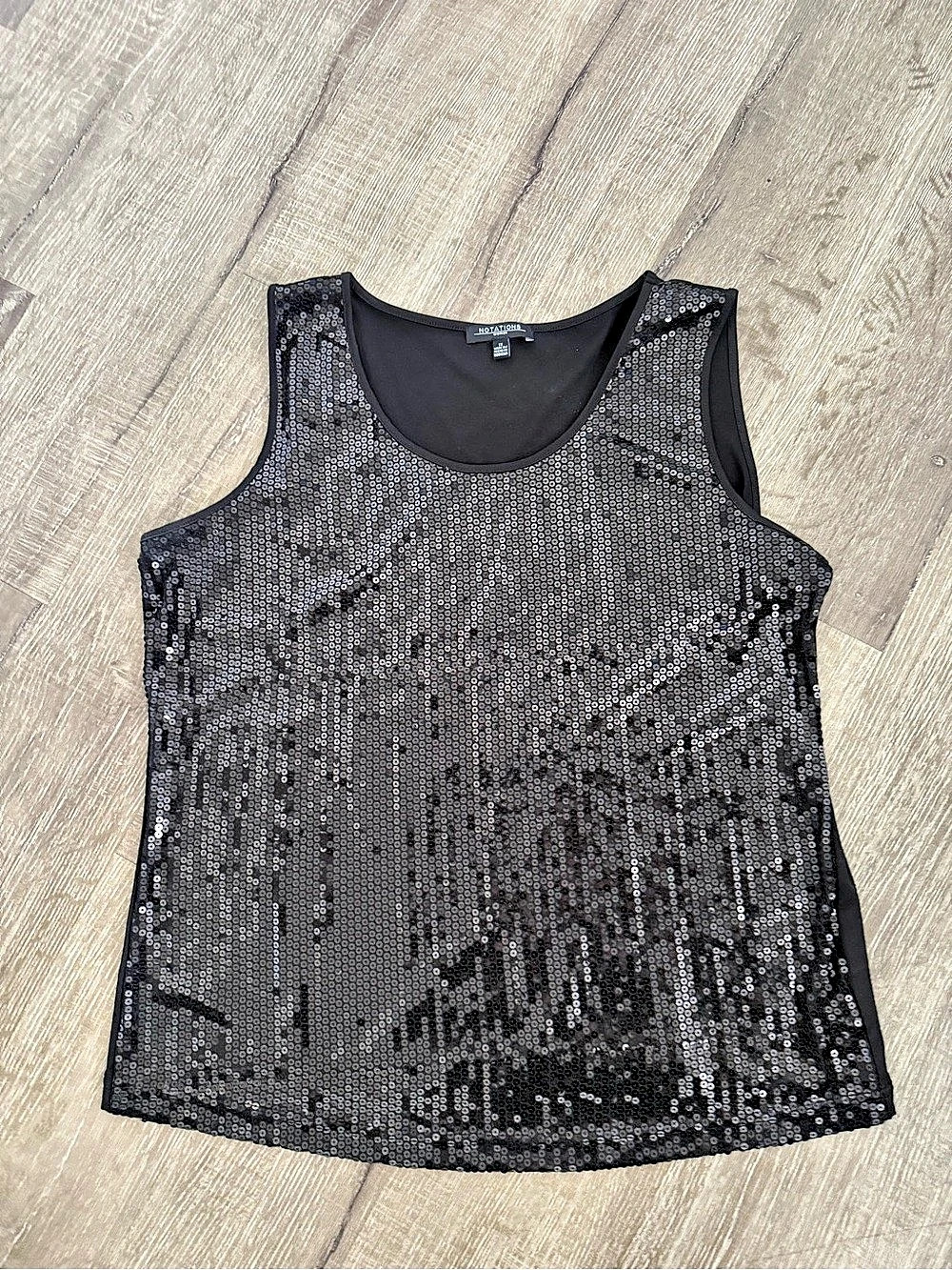 Notations Sequin Tank Top in Black Size Medium Like New